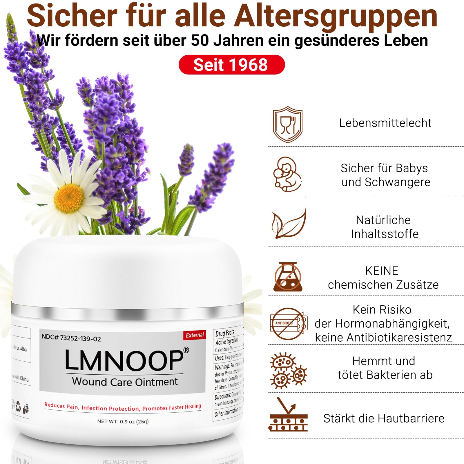 Wundliegen-Creme, Wundheilungssalbe Hautreparaturbehandlung Infektionsschutz Erste-Hilfe-Salbe für Dekubitus & Druckgeschwüre Diabetische Venenfuß- und Beingeschwür Verbrennungen Schnitte