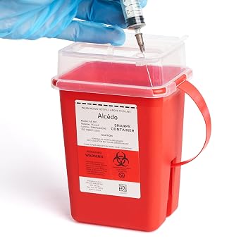 Alcedo Sharps Container 1 Quart 1-Pack for Home Use & Travel Disposal