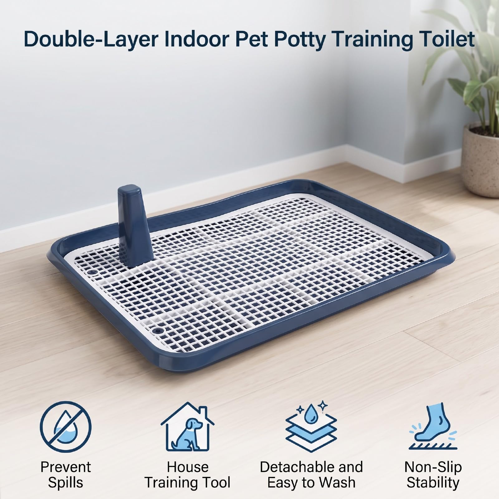 Pssopp Tapis de Pipi pour Chien, Base Antidérapante (Blue)