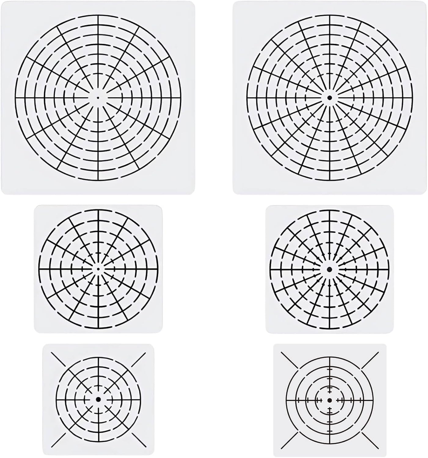 YKW 6 Pieces Mandala Dot Tool Template Set, 4/8/12/16 Segment Creative Mandala Reusable for DIY Art Projects on Wood Furniture Decoration, White