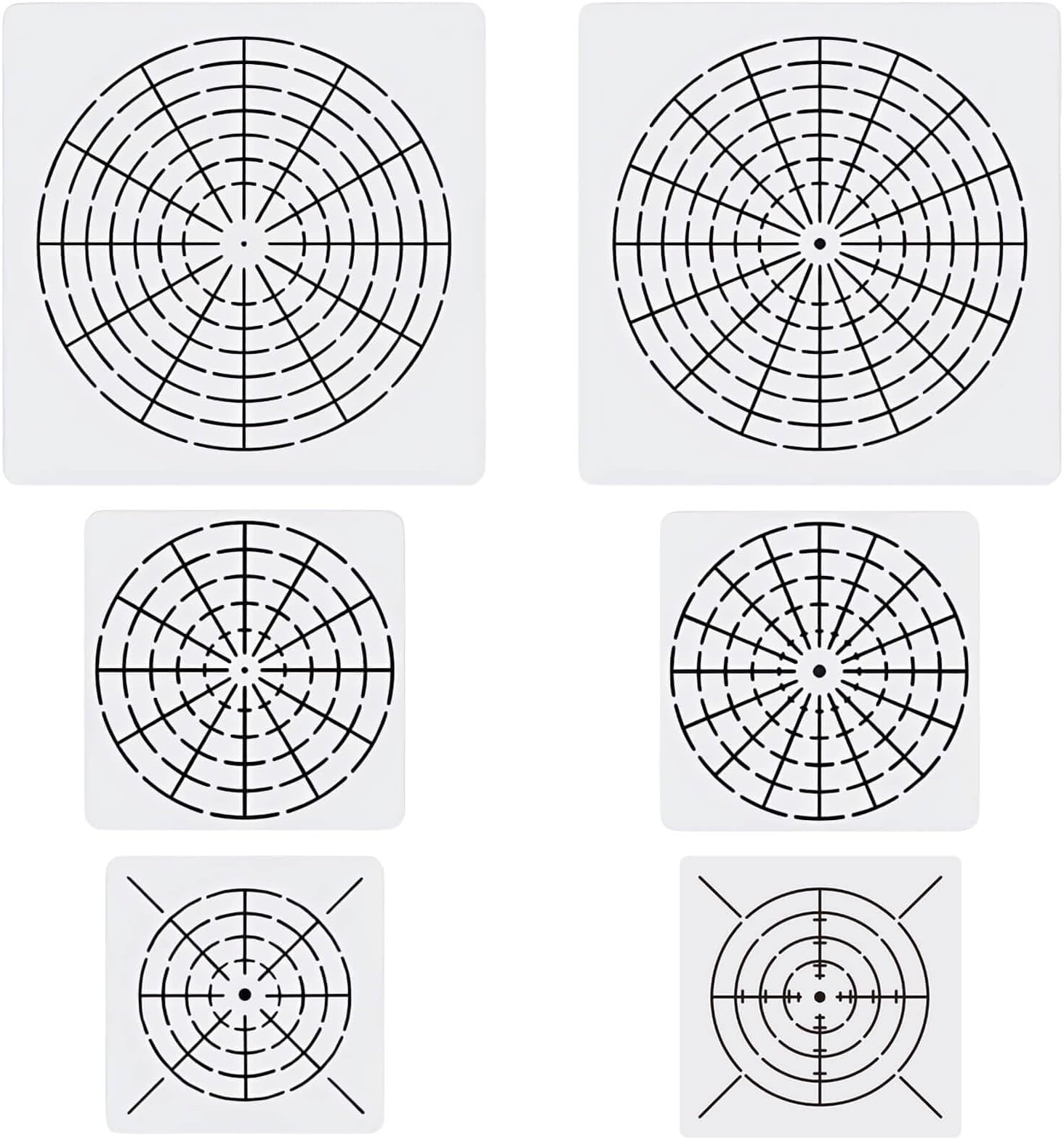 YKW 6 Pieces Mandala Dot Tool Template Set, 4/8/12/16 Segment Creative Mandala Reusable for DIY Art Projects on Wood Furniture Decoration, White