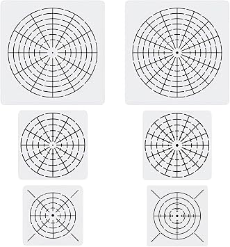 YKW 6 Pieces Mandala Dot Tool Template Set, 4/8/12/16 Segment Creative Mandala Reusable for DIY Art Projects on Wood Furniture Decoration, White