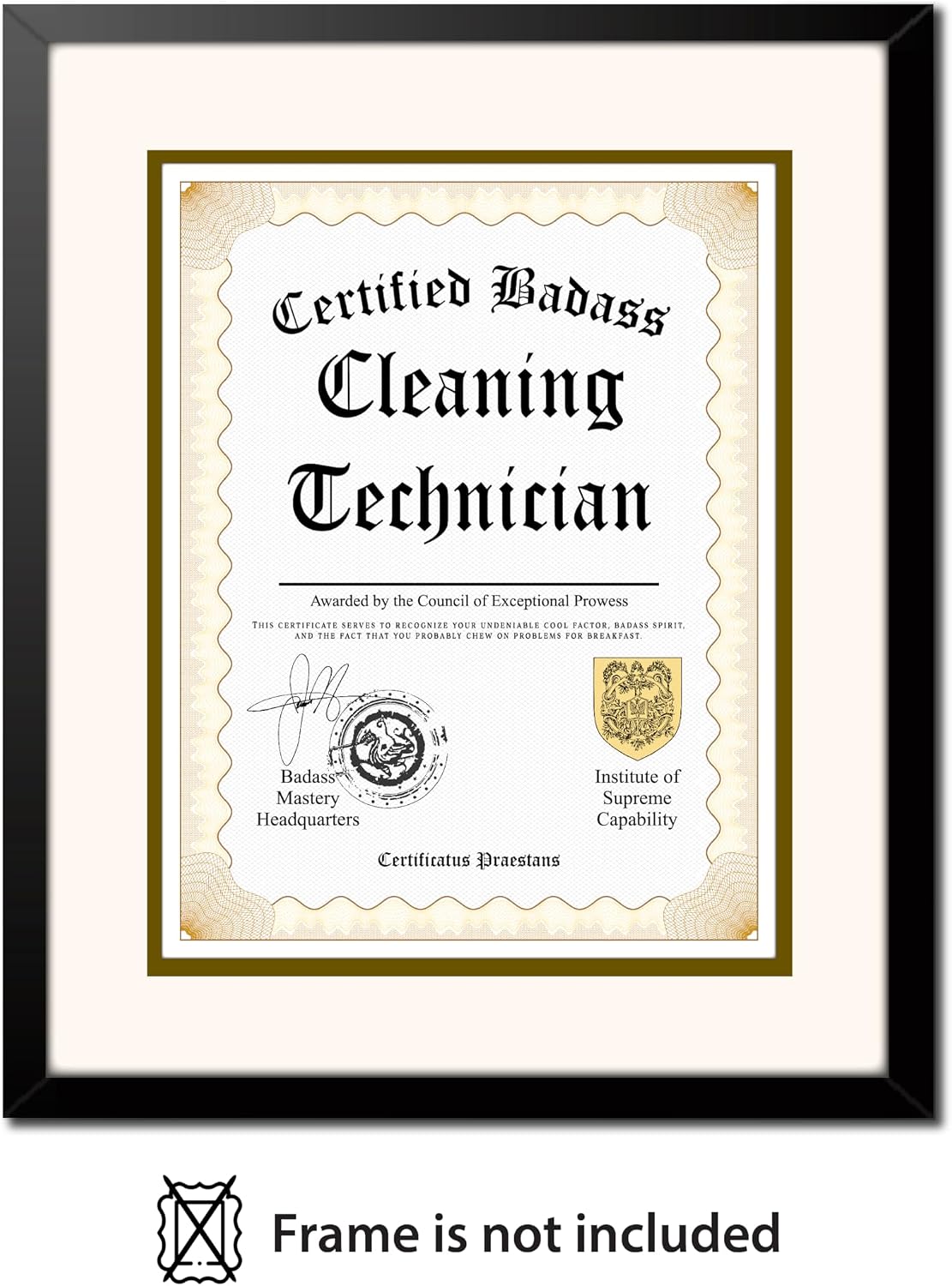 Certified Badass Cleaning Technician Diploma| Funny Personalized Career Gag Gift Idea Novelty Award Certificate image 3