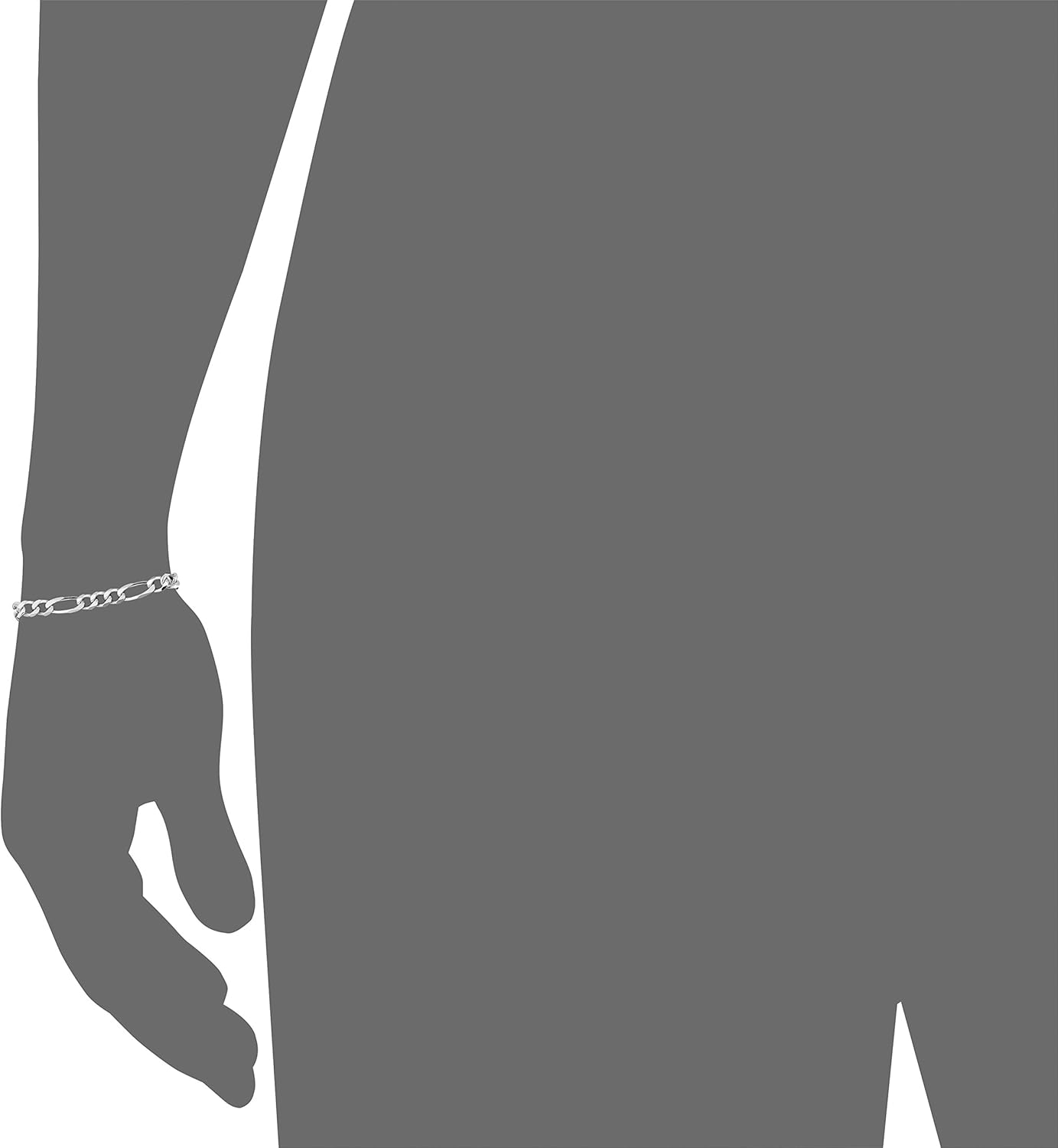 Men's Sterling Silver Italian 6.80 mm Solid Figaro Link Bracelet, 8.5" : Clothing, Shoes & Jewelry