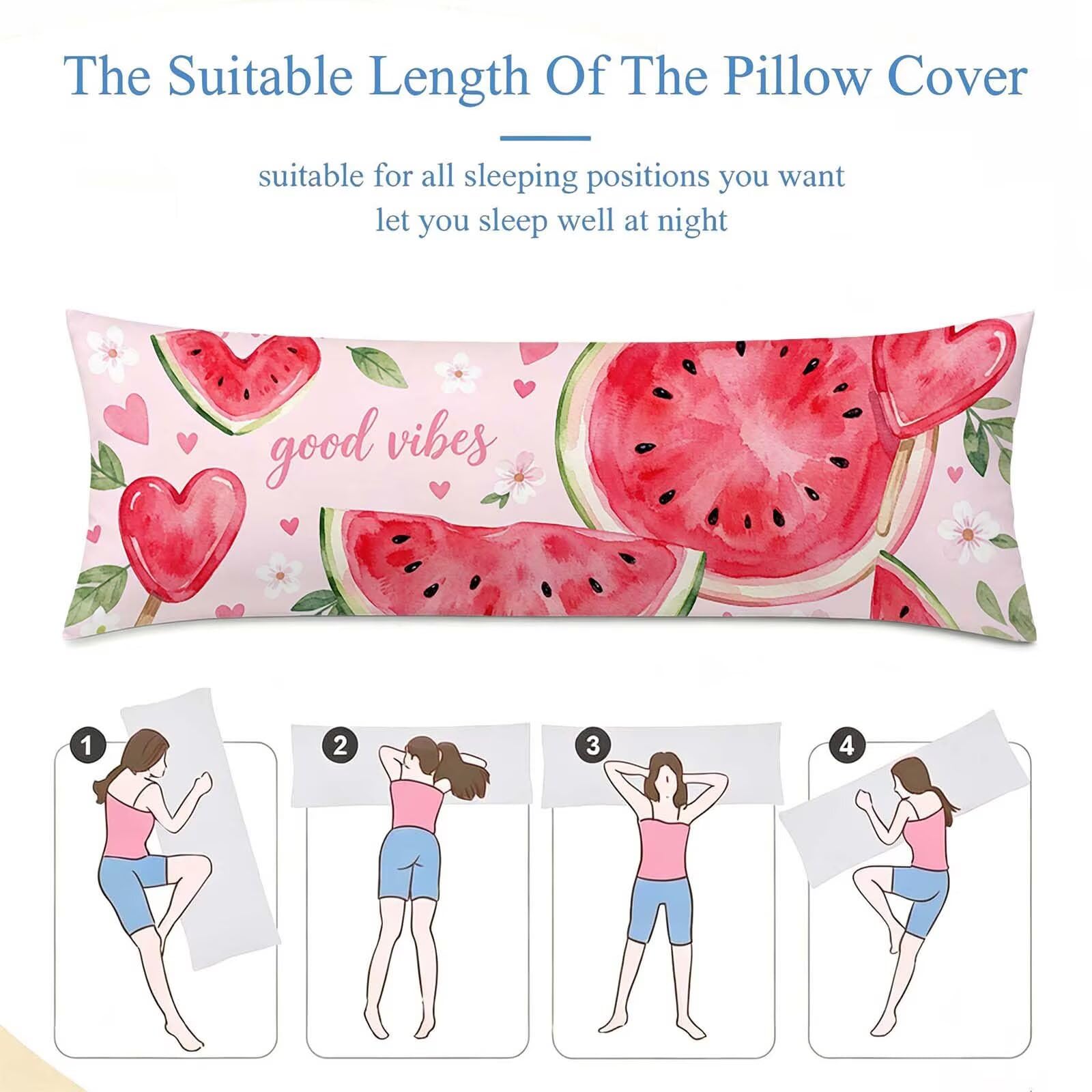 Pink-35 Seitenschläferkissen bezug 55 x 160 cm Schwangerschaftskissen Samt | Frucht-5 Langes Kissenbezug mit Unsichtbarer Reißverschluss XXL Kissenbezug Komfortkissen für Bett Sofa Deko j-161
