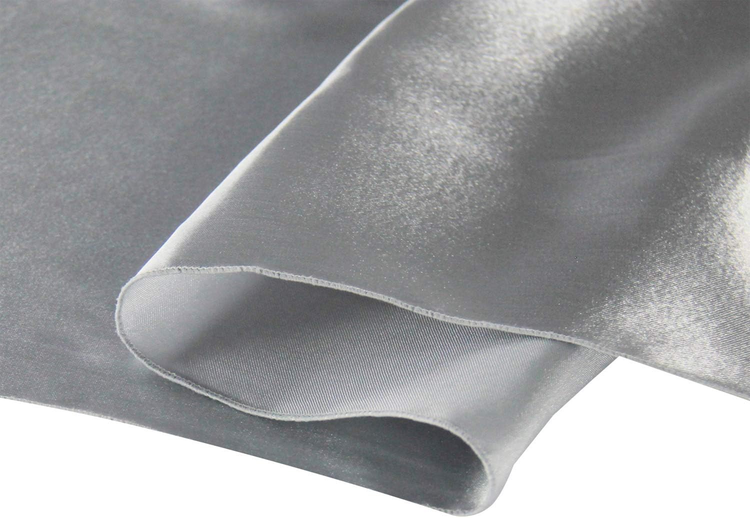 WELMATCH Silver Satin Table Runners - 5 pcs Wedding Banquet Party Event Decoration Table Runners (Silver, 5) image 2