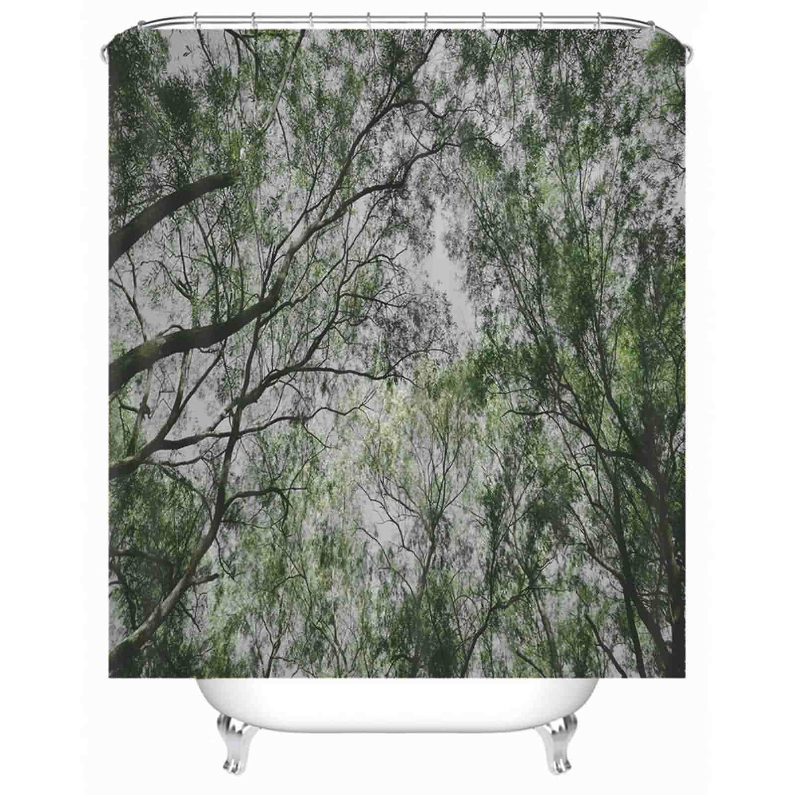 Rideau douche vert forêt extra large pour salle de bain zen