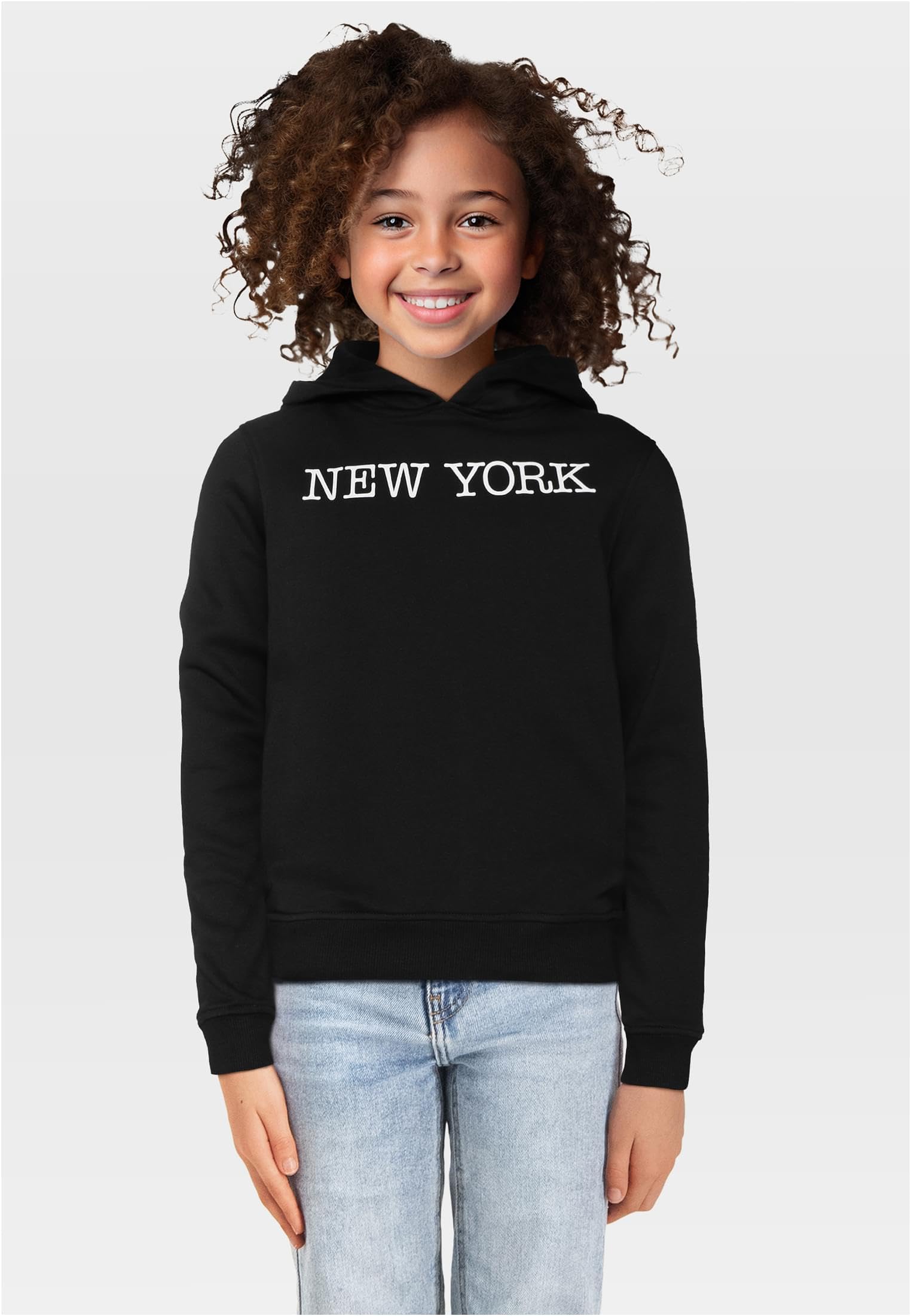 Urban Classics Sudadera con Capucha para niña, Color Negro, 122-128