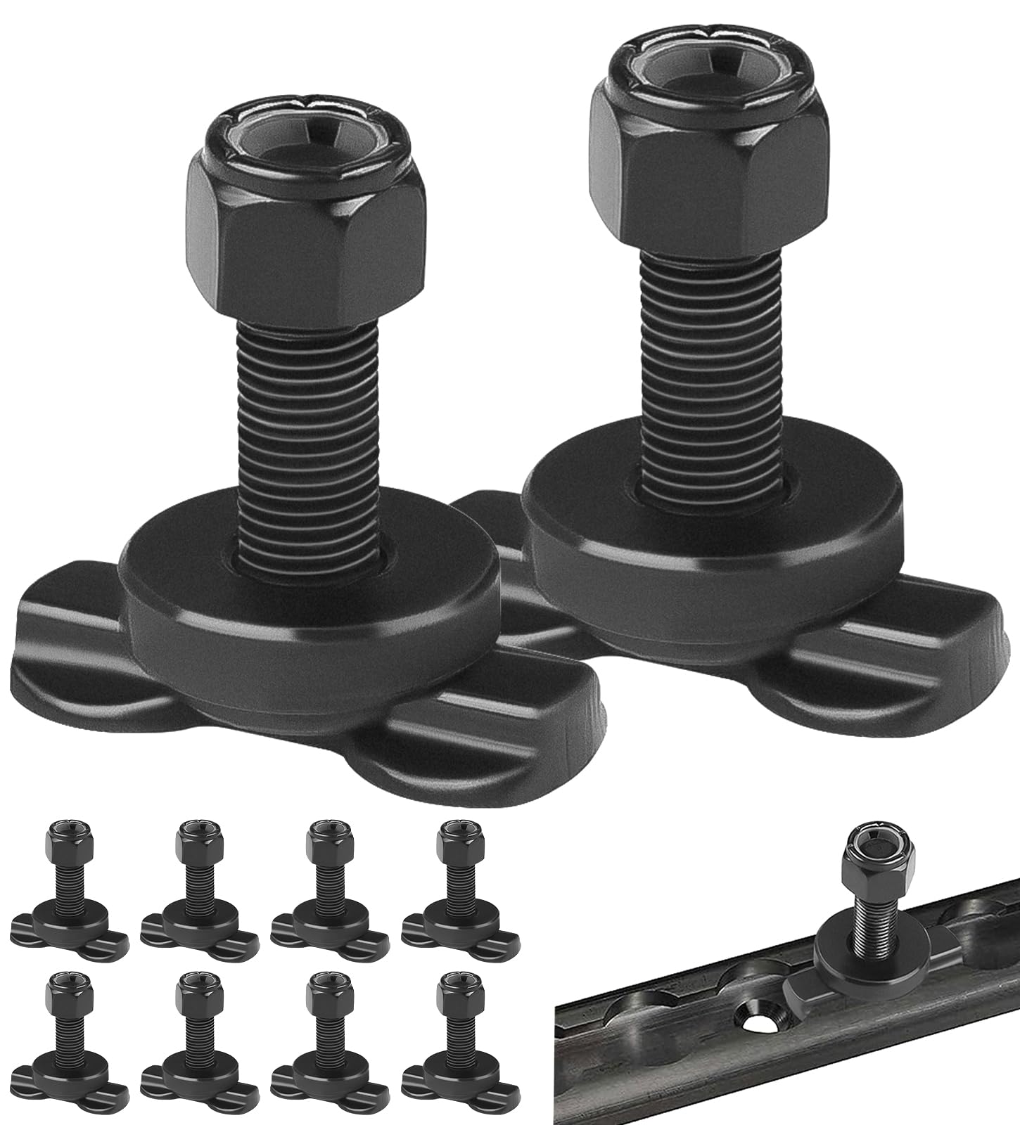 SKYJDM 10-Pack L-Track Double Lug Threaded Stud Fitting (Working Load Limit of 1,916 Pounds), Heavy-Duty Bolt Down Anchor Points for Truck Bed,