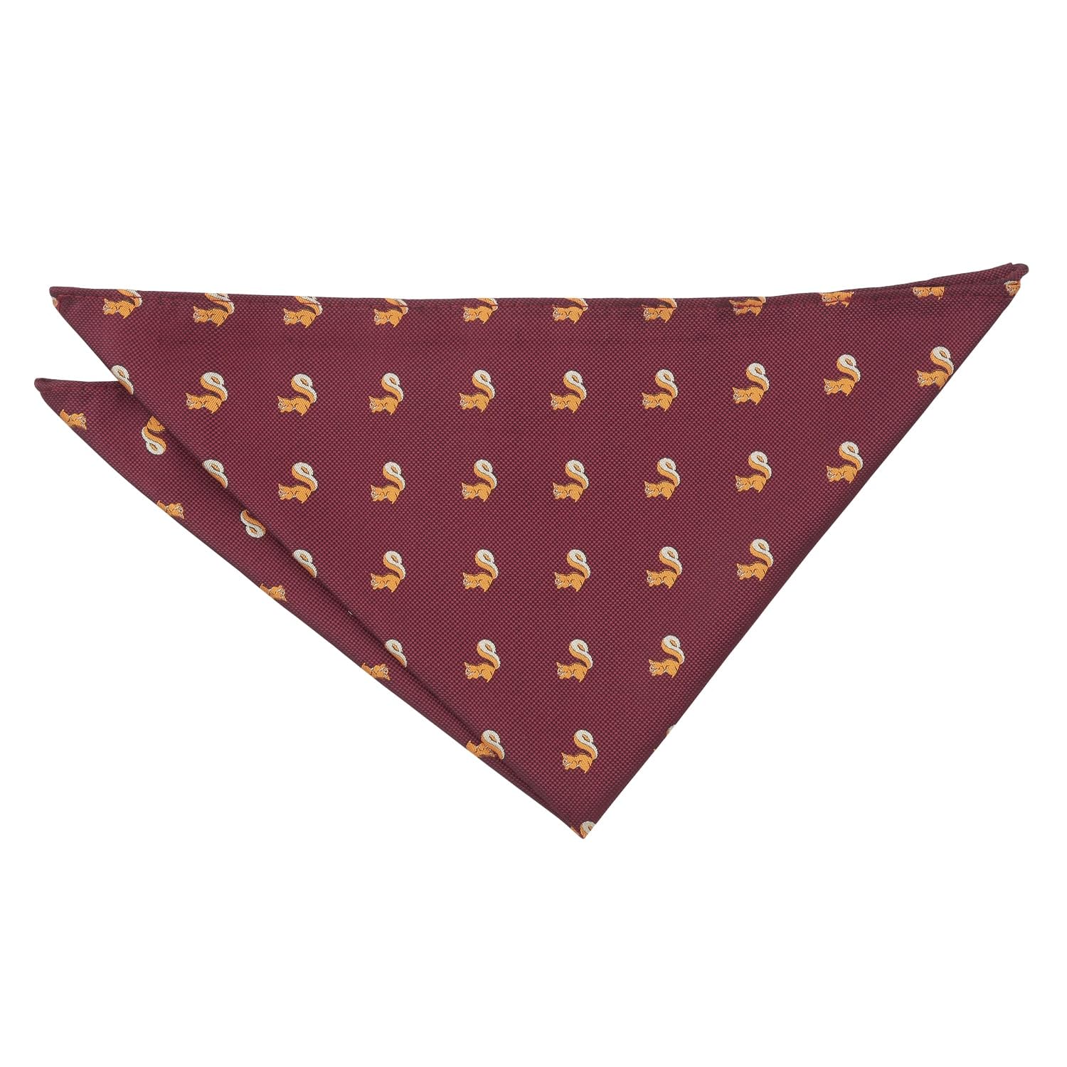 Dqt Men's Burgundy Red Squirrel Embroidered Animals Novelty Handkerchief Pocket Square