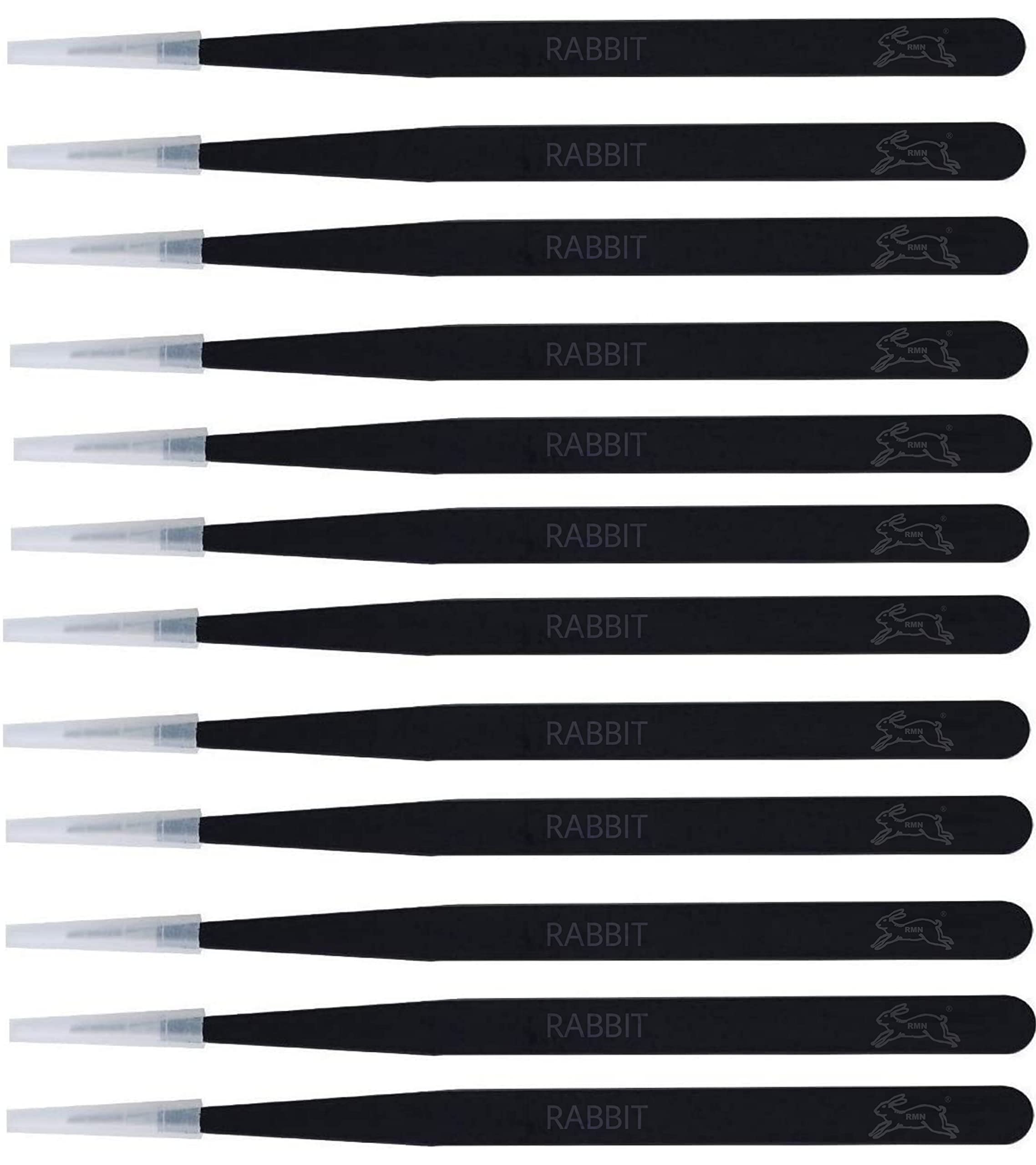 RABBIT® Tweezers for Mobile and Electronics Repairing, (Pack of 12 Pcs) Black Coated, Anti-Static, Non-Magnetic, Professional Pointed Tweezers, ESD Safe Black Coated Stainless Steel Tweezers (B09H54SW6N) Amazon Price History, Amazon Price Tracker