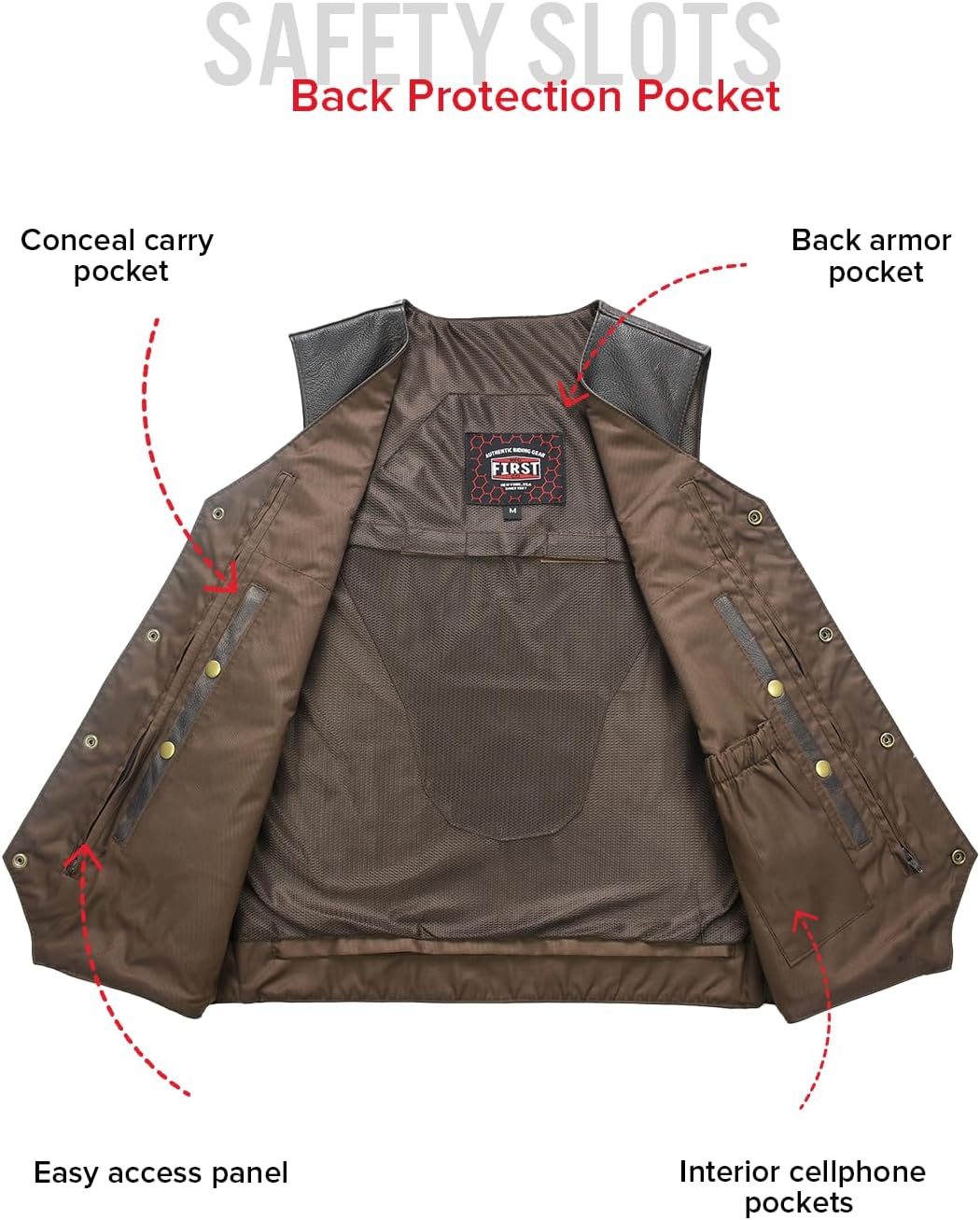 First Mfg Co - Texan - Men's Motorcycle Biker Riding Leather Vest