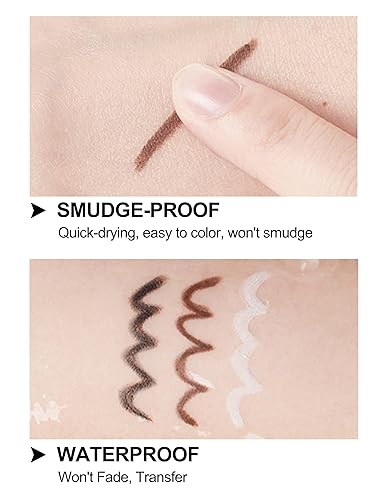 Erinde Brown Gel Eyeliner for Mature Women - Waterproof Smudge-proof Eye Liner Pencil, Gel Cream Matte Texture, Built-in Sharpener, Long Lasting Precision Waterline Eyeliner for Older Women(2PCS-Brown)