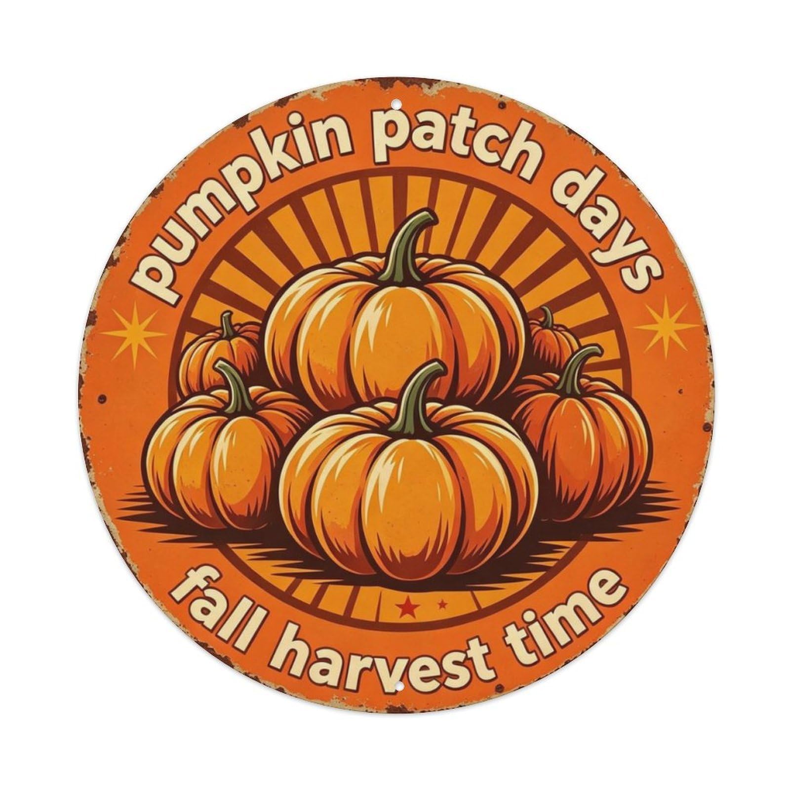 Pumpkin Patch Days Metal Tin Sign Plaque