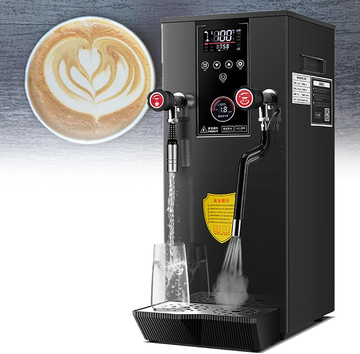 Commercial Milk Frothing Machine 12L Water Boiler MultiPurpose Electric Steam Foam Maker for Tea Coffee Shop Dessert Shop(White)
