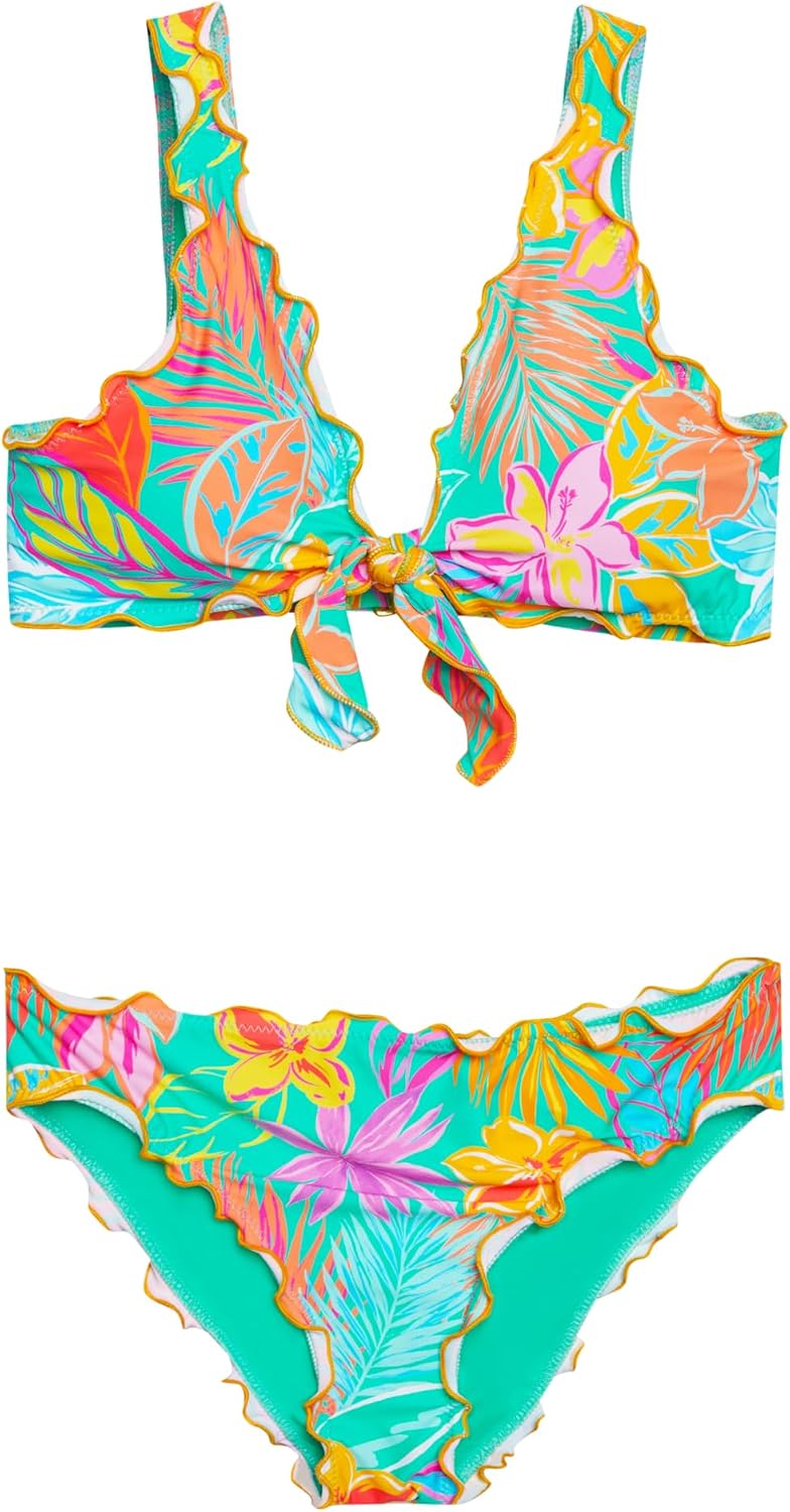 Hobie Girls Bralette Top and Hipster Bikini Bottom Swimsuit Set