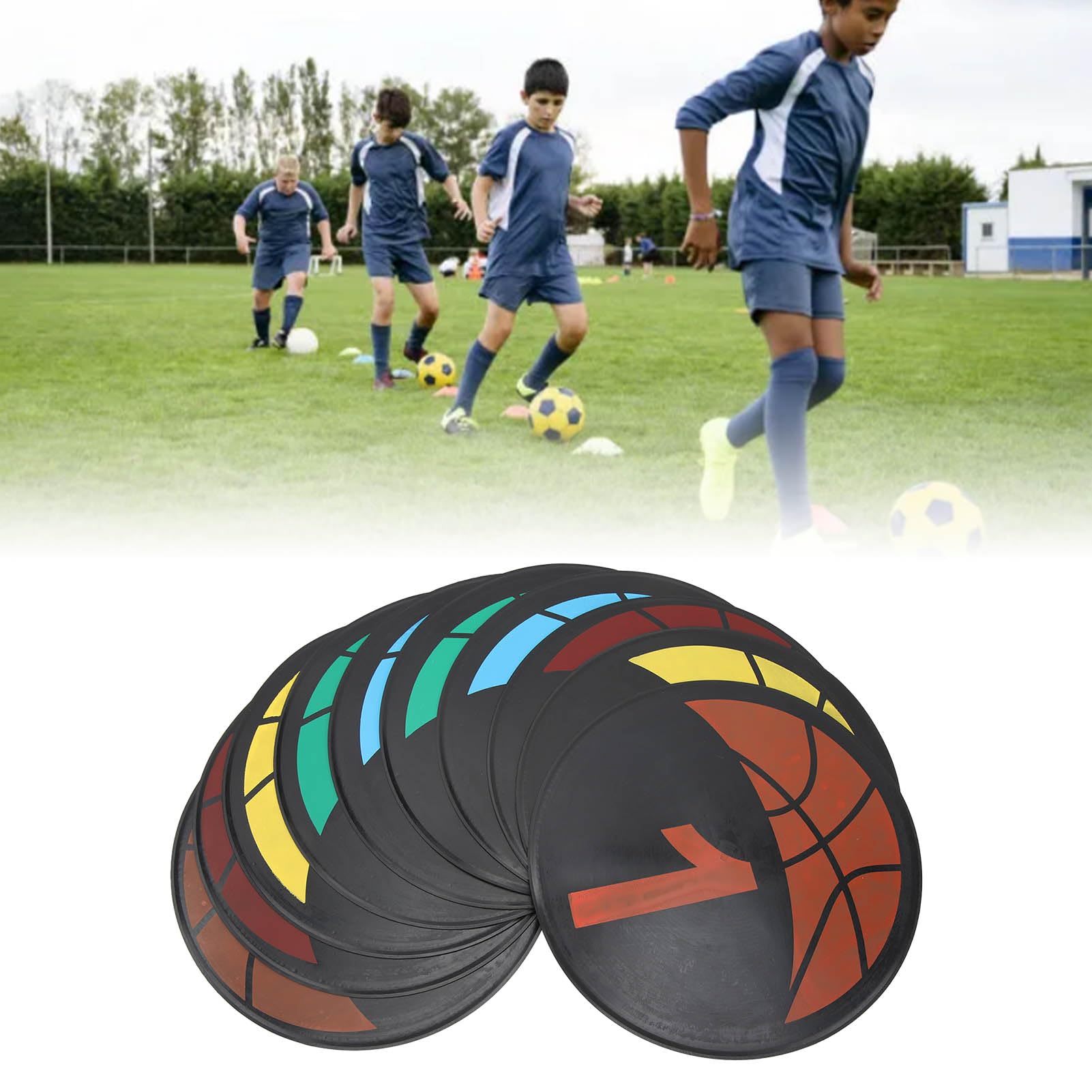 Milageto 10 Nummerierte Bodenmarkierungen (1-10) – Rutschfeste Flachkegel 30cm Für Fußball, Basketball & Agility-Training