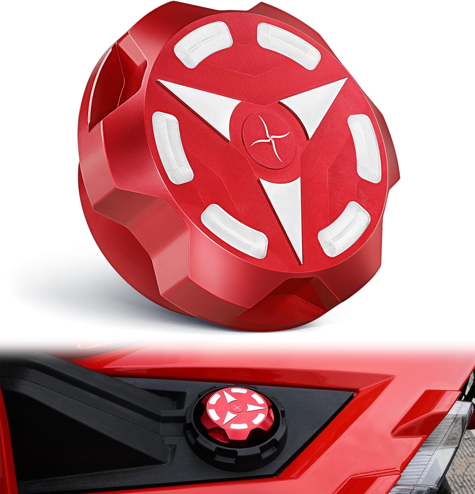 Gas Fuel Cap Compatible with 2015-2023 Polaris Slingshot LE SL S R SLR Grand Touring, Aluminum Oil Cap Replacement for 2521278(RED)