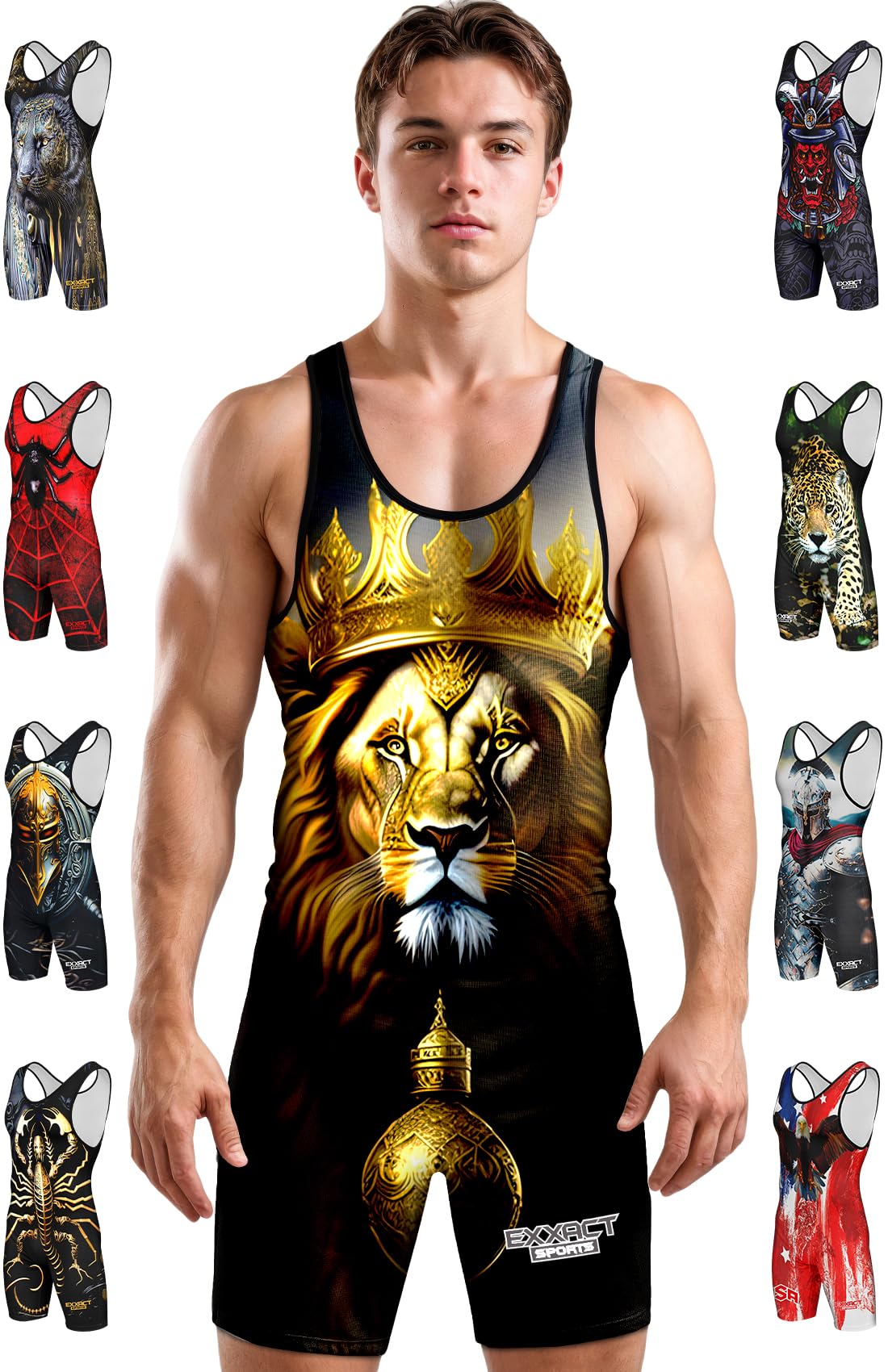 Exxact Sports Sublimated Adult & Youth Wrestling Singlet - Premium Powerlifting Singlet for Men & Boys, Unisex Singlets