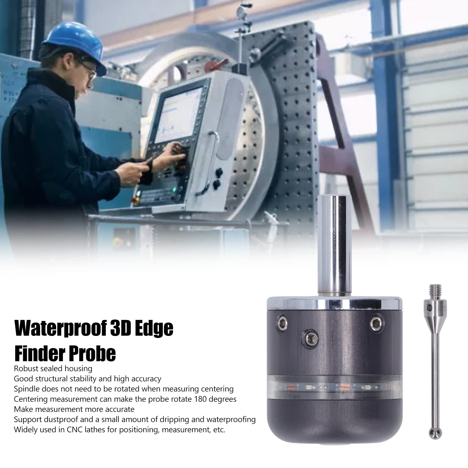 CUEI CNC-3D-Kantentaster, Professioneller, Hochpräziser, Wasserdichter, Digitalisierender 3D-Kantentaster mit Berührungstaster, Universeller Elektronischer Kantentaster aus Wolframstahl(Grünes Licht)