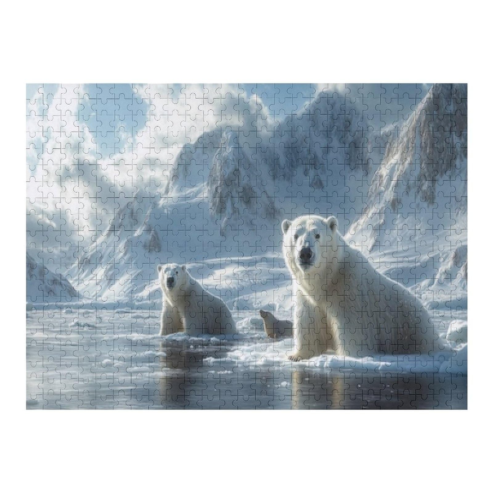 Polar Bears in Arctic 1000 Pieces Large Format Jigsaw Puzzle 12+ Teens Adults & Families