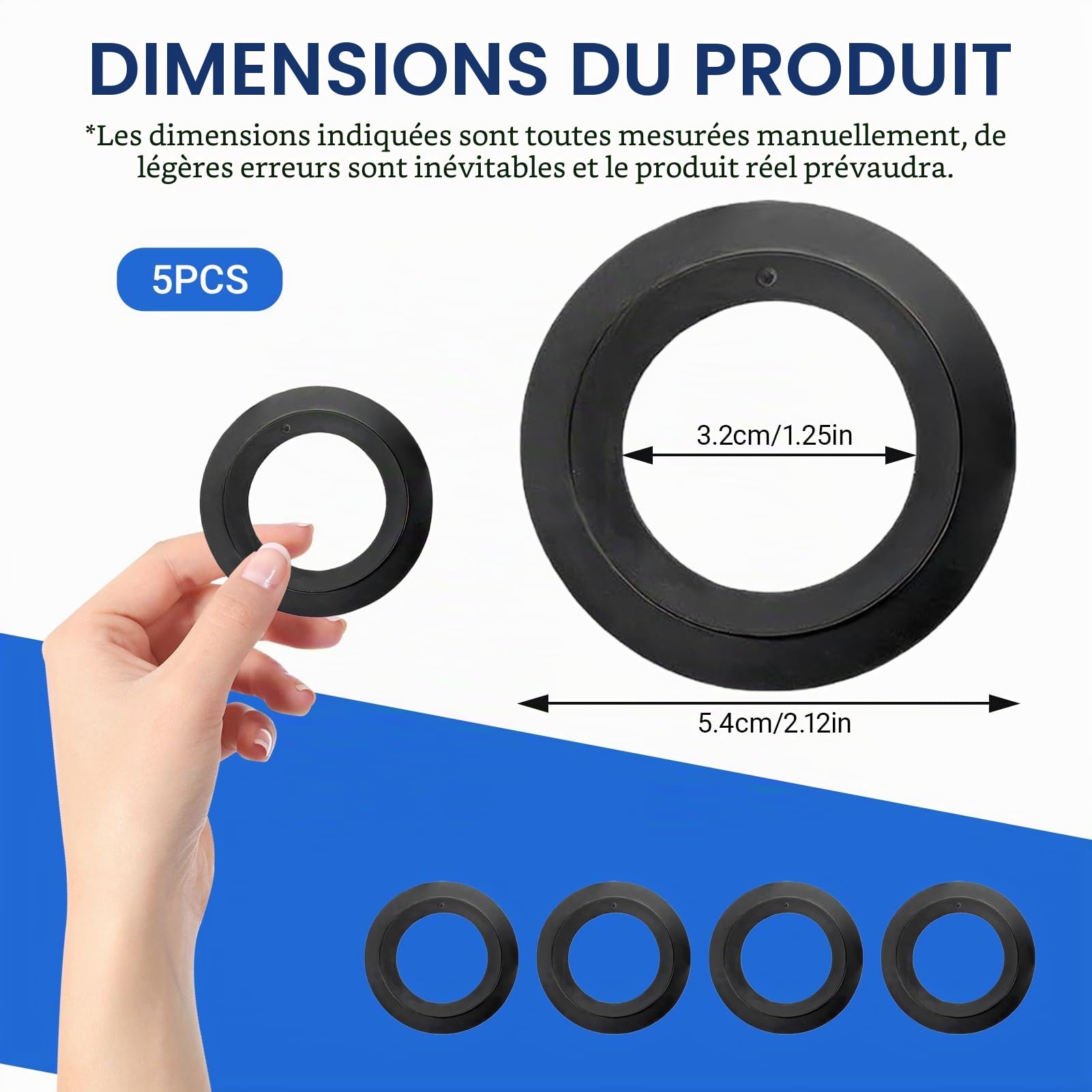 Joints Universels pour Bonde D'Évier, Joint en Élastomère pour Paniers Filtrants, Accessoires de Bouchon D'Évier, Joint de Remplacement Ø Intérieur 32 Mm, Ø Extérieur 54 Mm