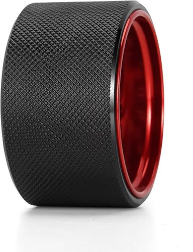 Miniatura 5 de INJORA Transmisor RC volante gatillo – CNC aluminio 5 radios volante para transmisor TQI TRX4M TRX4 TRX6 (rojo)