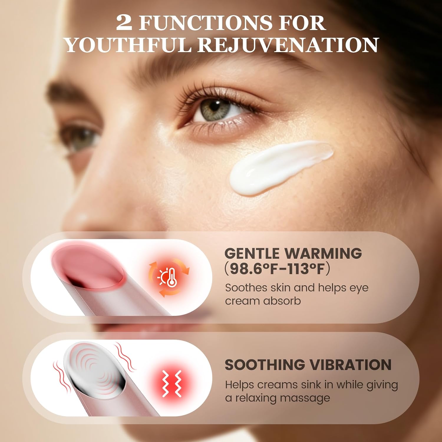 Heated Eye Wand, Vibrating Eye Massager Wand with 98°F-113°F Temperature image 3