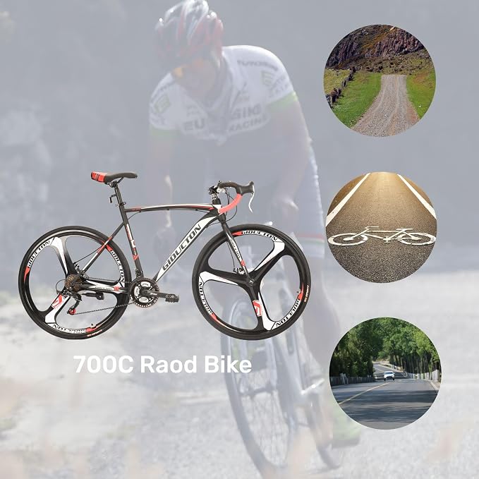 Bicicleta de ruta con ruedas 700C y frenos de disco dual miniatura 3