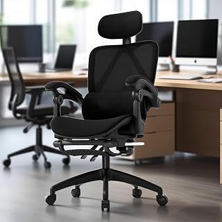 Cadeira de escritório ergonômica NR-17 testada, reclinável até 145° com apoio para os pés, almofada de ar, cabide e apoio de cabeça ajustável – Gamer e home office (Preto)