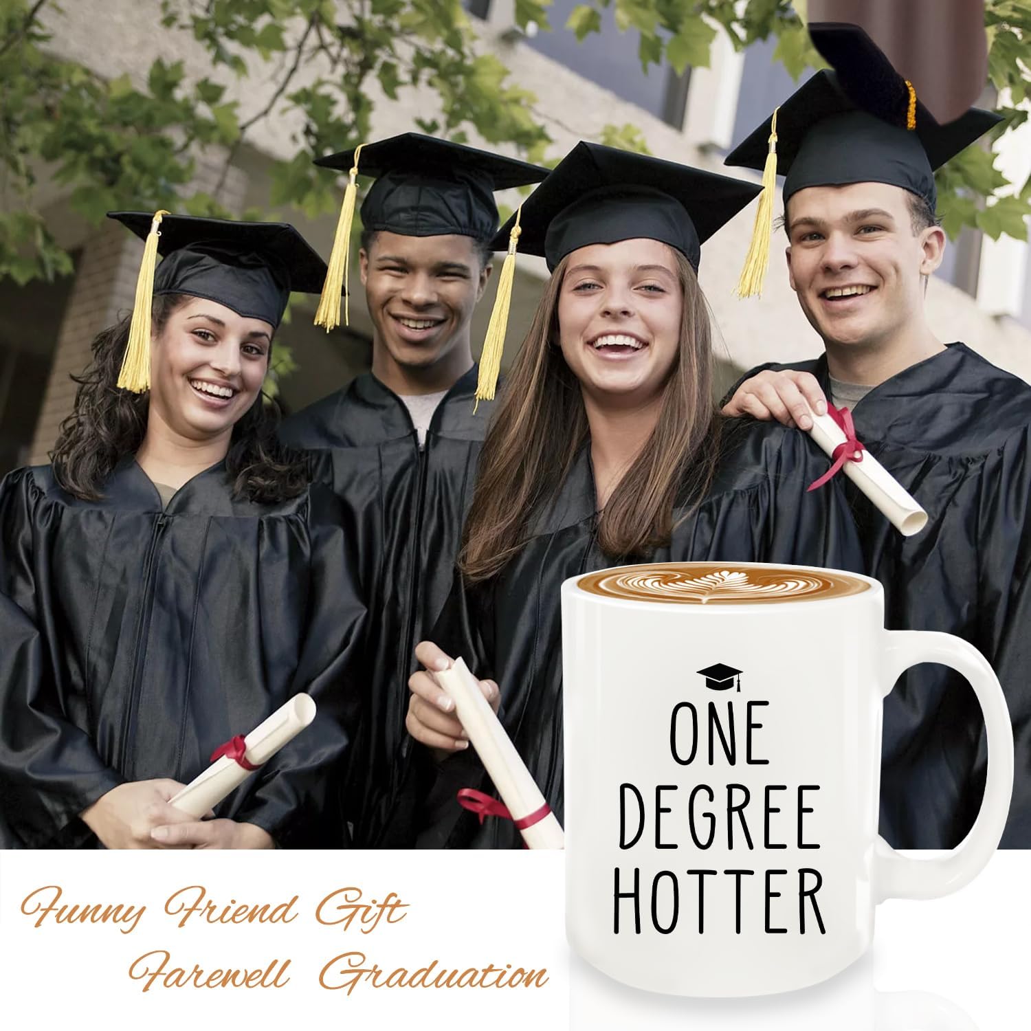 Graduation Gifts, One Degree Coffee Mug, Funny Graduation Gifts for Her, Master's Degree PhD Graduates Grad College Gift for Him Friends, Ceramic Mug Dishwasher & Microwave Safe (White-ONE DEGREE) - Image 6