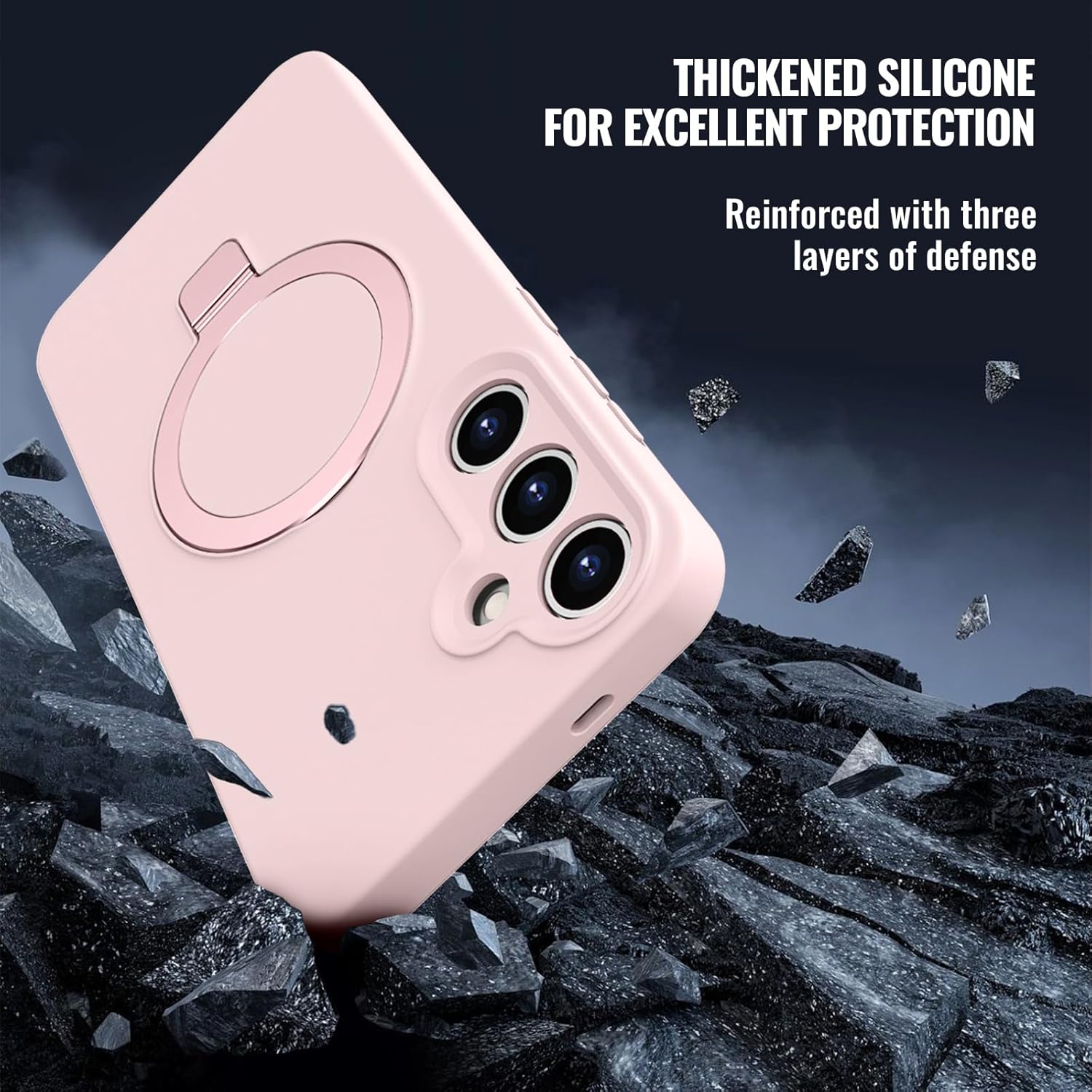 Compatible with Samsung Galaxy S24+ / S24 Plus Case with Stand, Slim Liquid Silicone Phone Case with Camera Protection, MagSafe Compatible Magnetic Kickstand, Pink