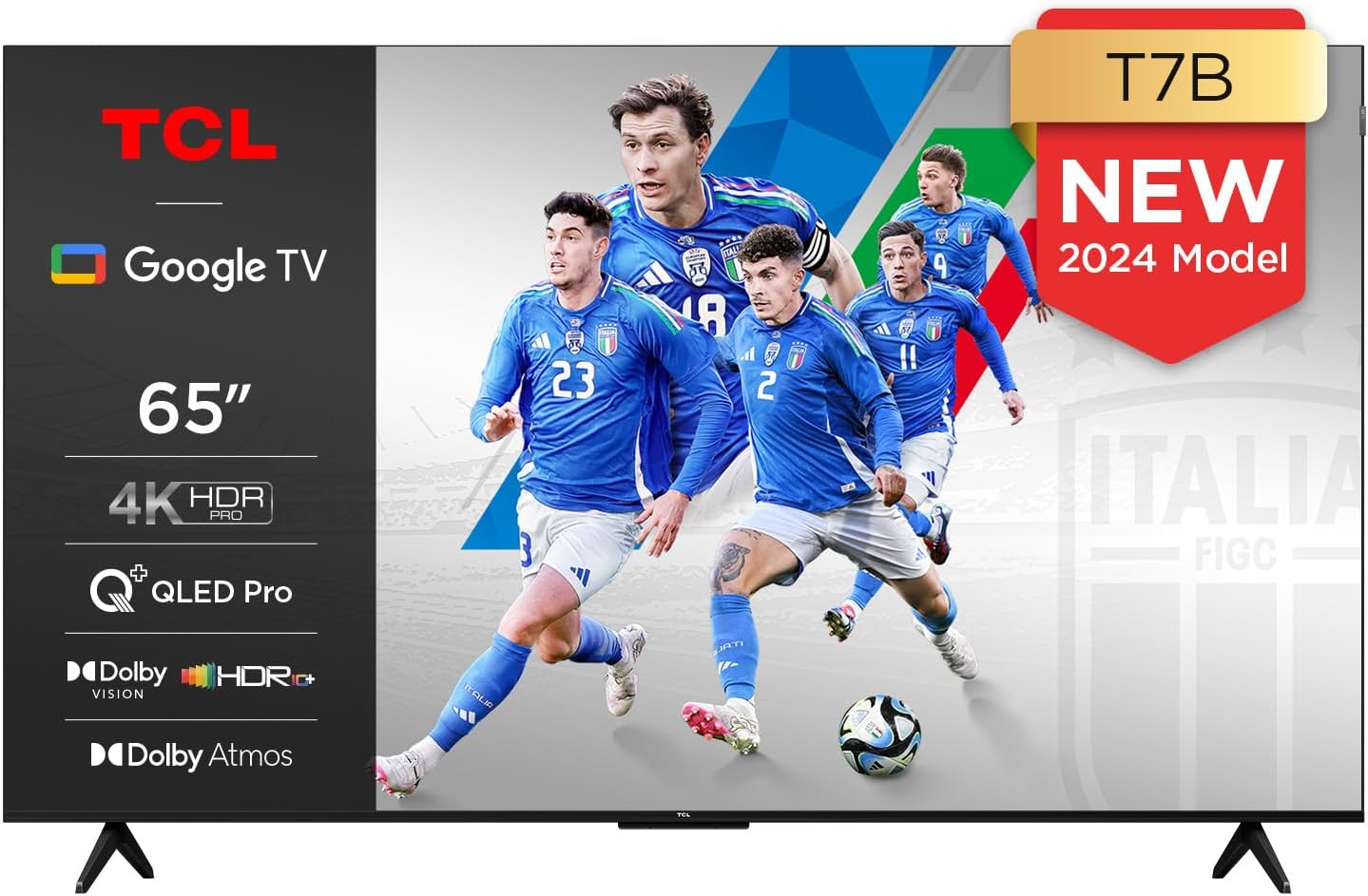 TCL 65T7B, TV QLED 65”, 4K Ultra HD, Google TV (Dolby Vision & Atmos, Controllo vocale hands-free, compatibile con Google assistant & Alexa) Serie 2024 65 pollici - Immagine 1