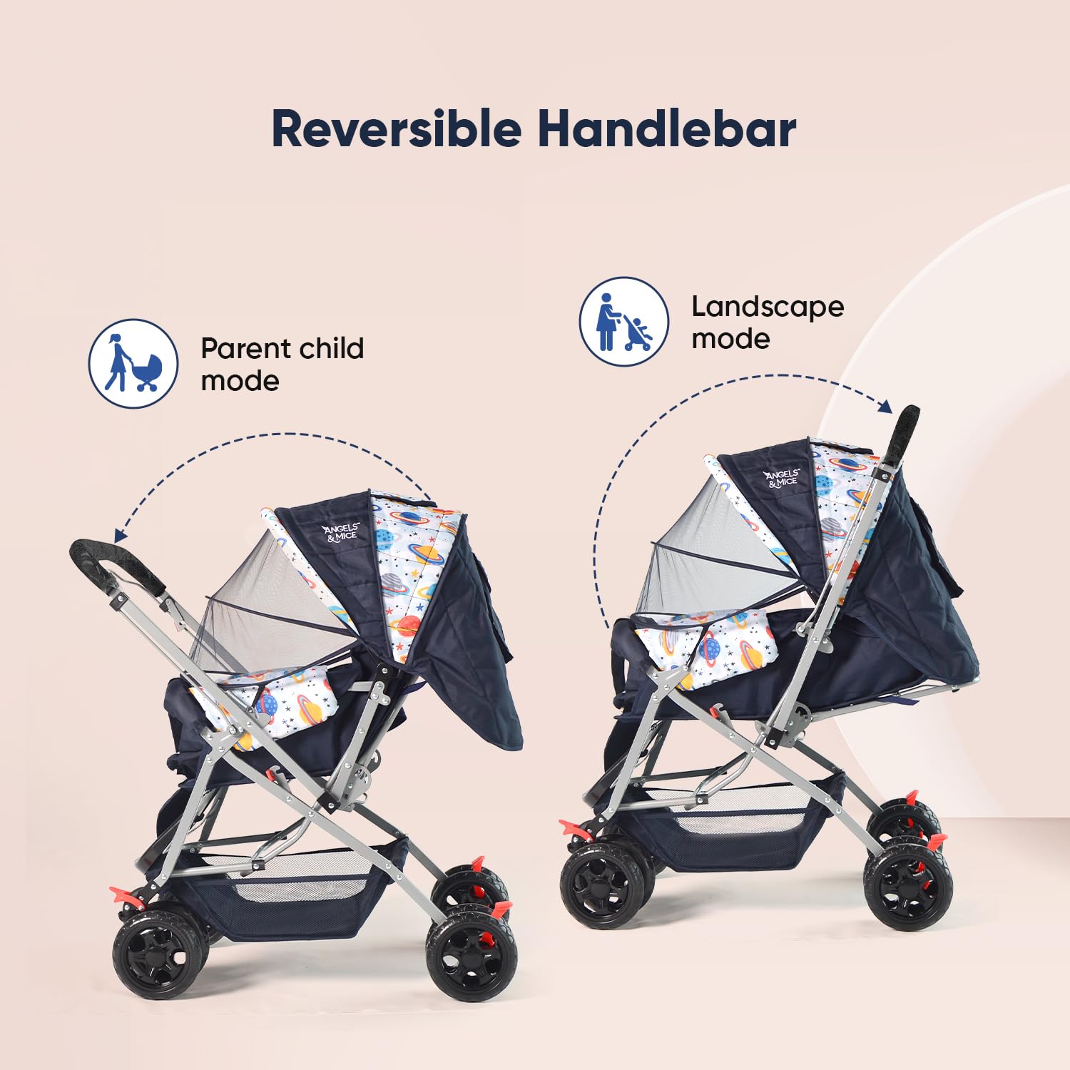 Angels & Mice Wonder Cruise Stroller - Blue -4