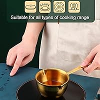 Vista 4 de CHICIRIS Cacerola de acero inoxidable, sartén antiadherente multiusos con boquilla de vertido para cocinar, calentar, aceite de chocolate caliente