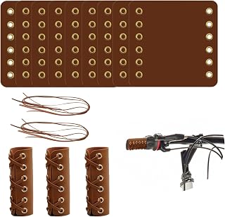 20 Pcs Leather Walking Stick Grip Kit, Leather Handlebar Grips Cover, Motorcycle Grip Covers Wraps for Motorbikes, Bicycles and Canes with 20 Pcs Strap 4.61 x 4.37 Inch