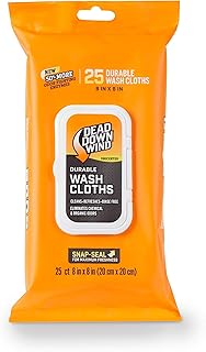 Dead Down Wind Unscented Wash Towels | 25 Odorless Sheets | All-Purpose Cleansing Wipes, Hunting Accessories | Odor Eliminating Field Wash Cloths, Body Wipes for Hunting & Camping