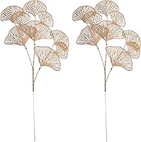 Vista 25 de CATTREE Plantas artificiales doradas, hojas de plástico doradas, paquete de 4 arbustos de hierba falsa, arbustos para el hogar, interior, exterior