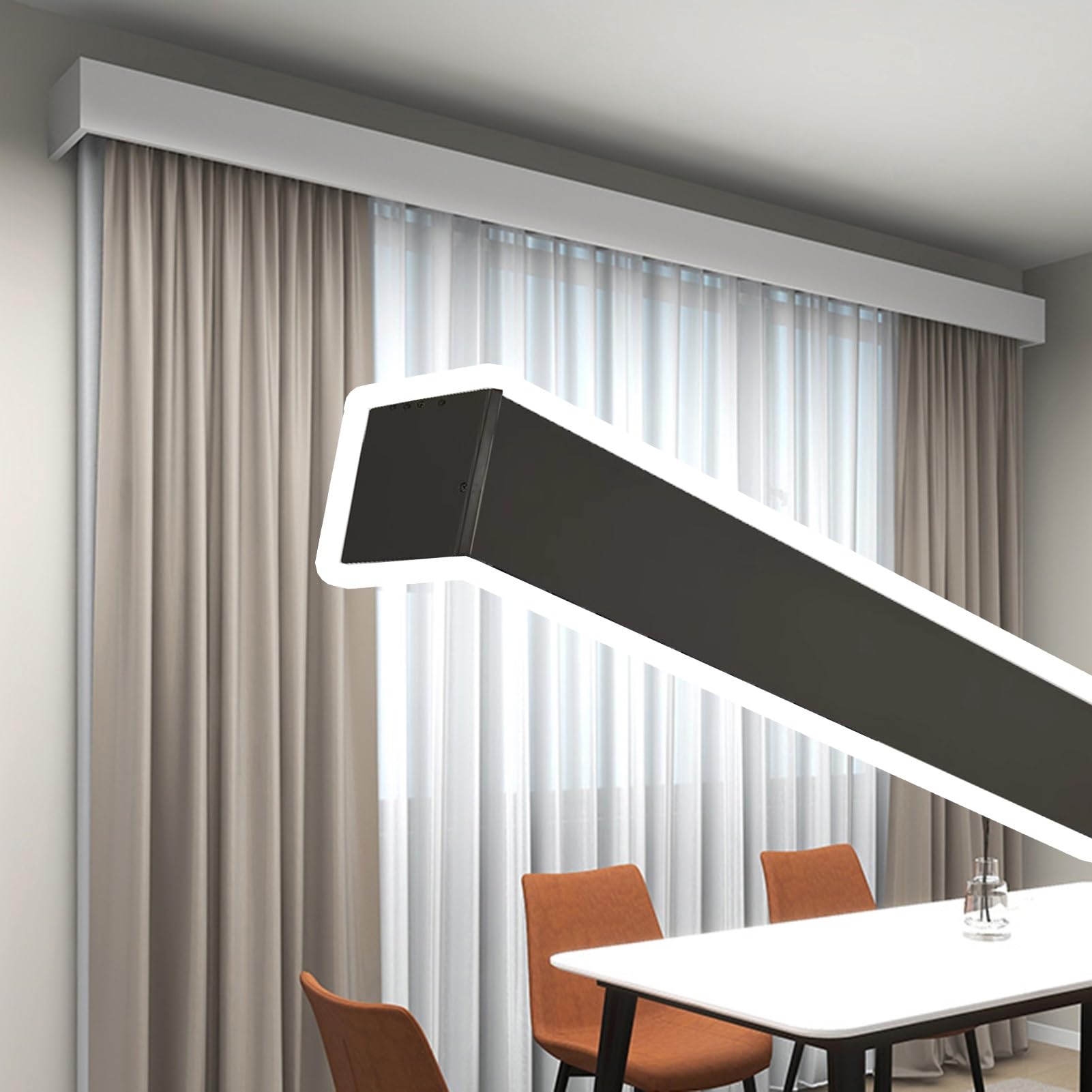 Vibeo Rail Rideaux Plafond Rail de Rideau Mural avec Crochet, Tringle à Rideau Trois en Un à Longueur Personnalisée, Rail de Rideau Simple Coulissant Silencieux pour Salon(Black,1.2m(4ft))