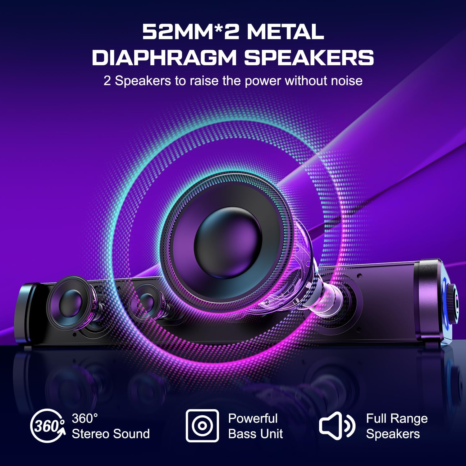 Computer Speakers for Desktop, Gaming Speakers with Touch Lights PC Speakers with Surge Clear Sound, USB Powered for Computer Desktop PC Laptop Monitor