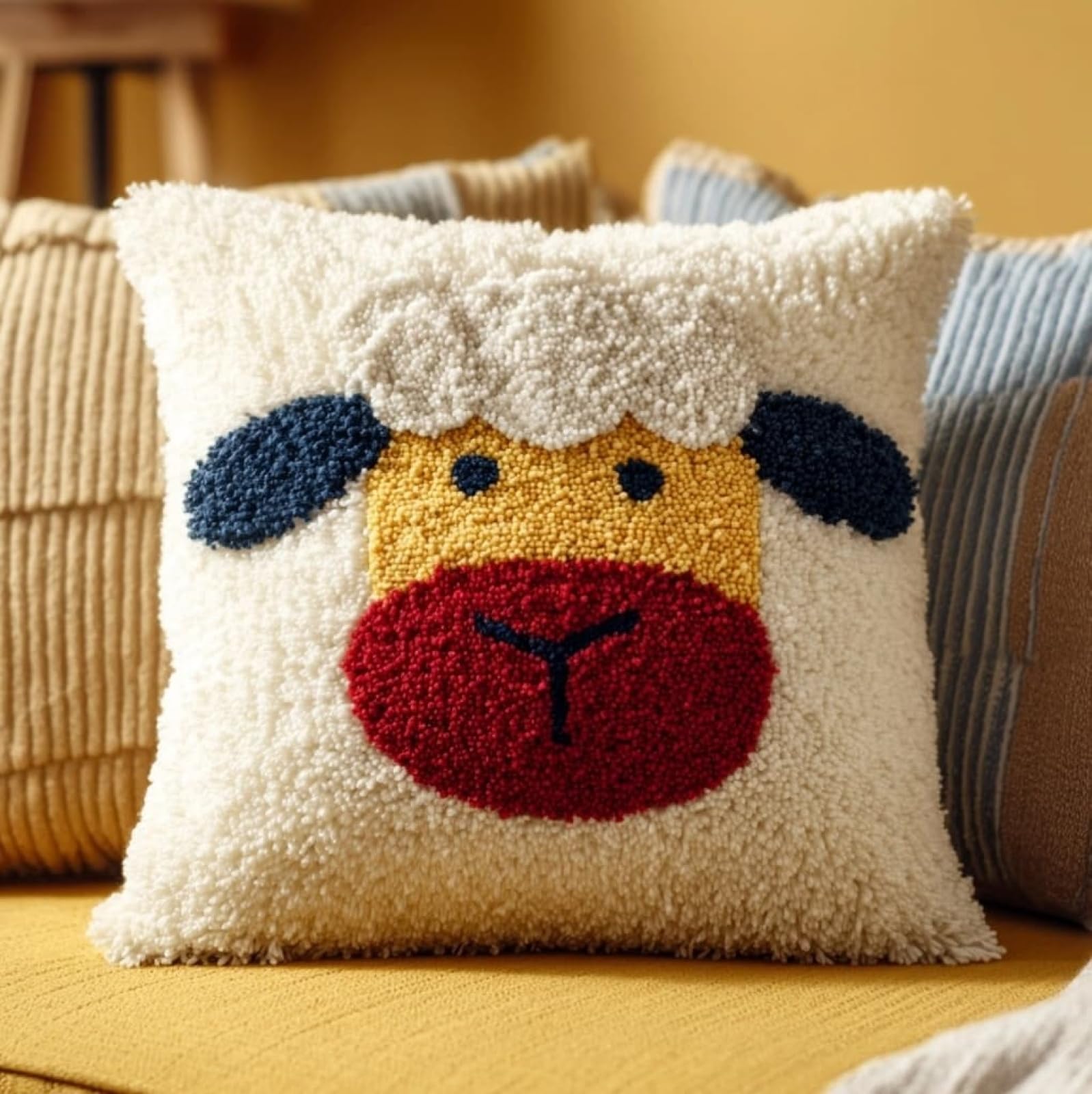 AxiangziK Latch Hook Pillow Kit for Adults,Cartoon Sheep