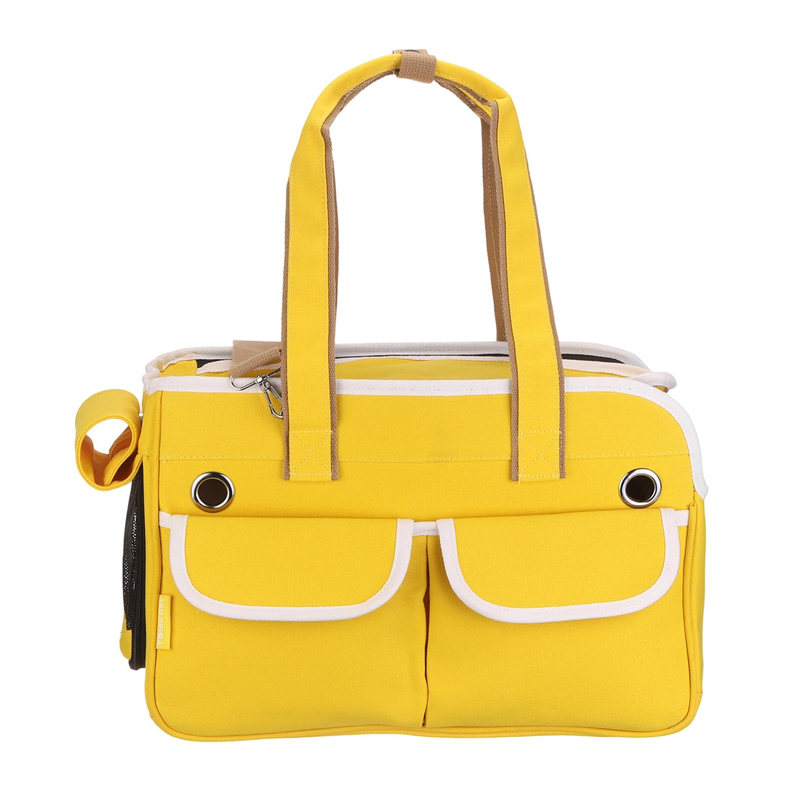Sac de transport animal jaune à bandoulière pour voyage et camping