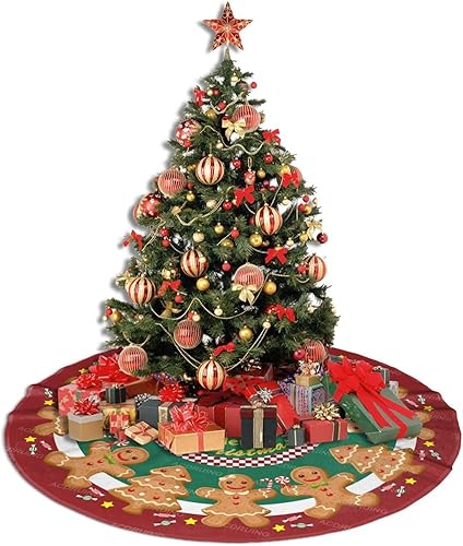 Miniatura 4 de Falda de árbol de Navidad de hombre de jengibre, tapete para árbol de Navidad, adornos de árbol de Navidad, decoración de fiestas, interiores y