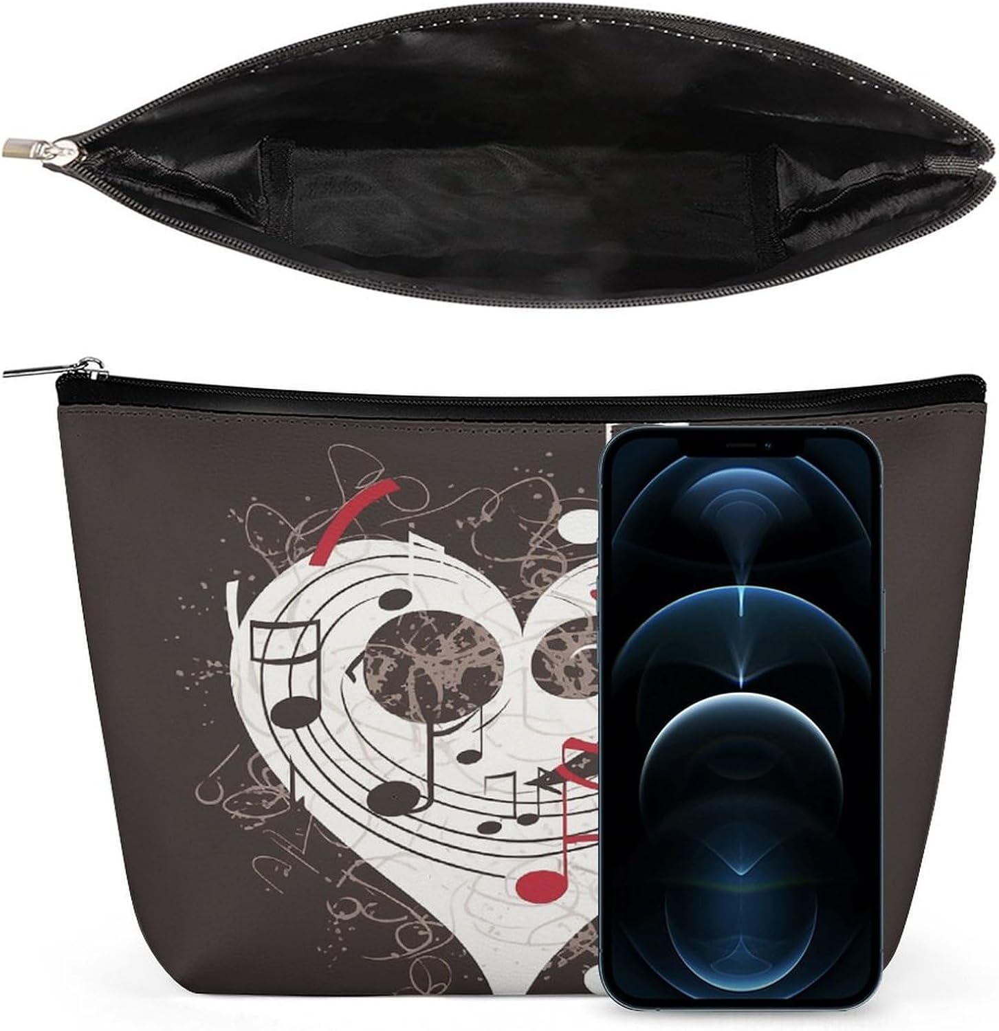 Music Symbols Love Travel Cosmetic Bag Small Makeup Bag,Portable Toiletry Bag Travel Accessories for Women Men image 3