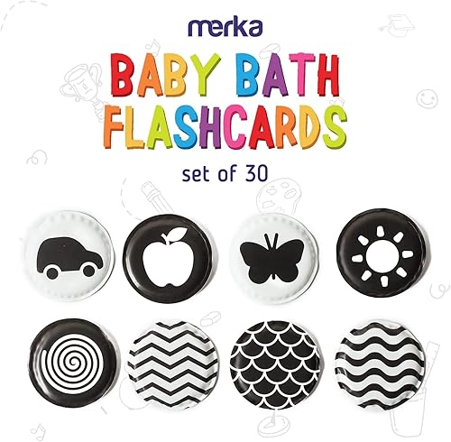 Miniatura 2 de merka Juguetes para bebés de alto contraste para recién nacidos, juguetes de baño sin moho, tarjetas blancas y negras para bebés, juego de 30
