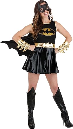 Womens Heroic Batgirl Costume - 5 Pc. Batman Dress, Cape, Mask, Belt & Gauntlets, DC Comics Superhero Cosplay