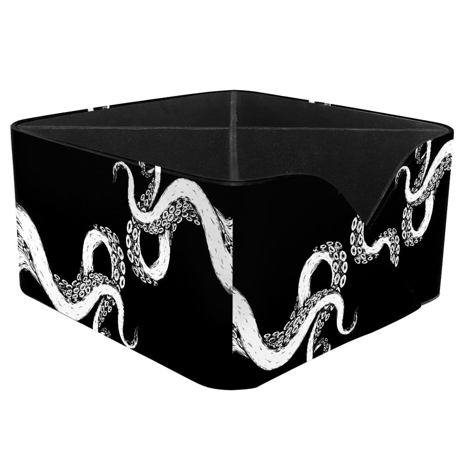 KengjuTesu Underwater Life Octopus Pattern Desktop Organizer Pen Holder, Rectangular Pencil Cup for Office, Study and Makeup Stations