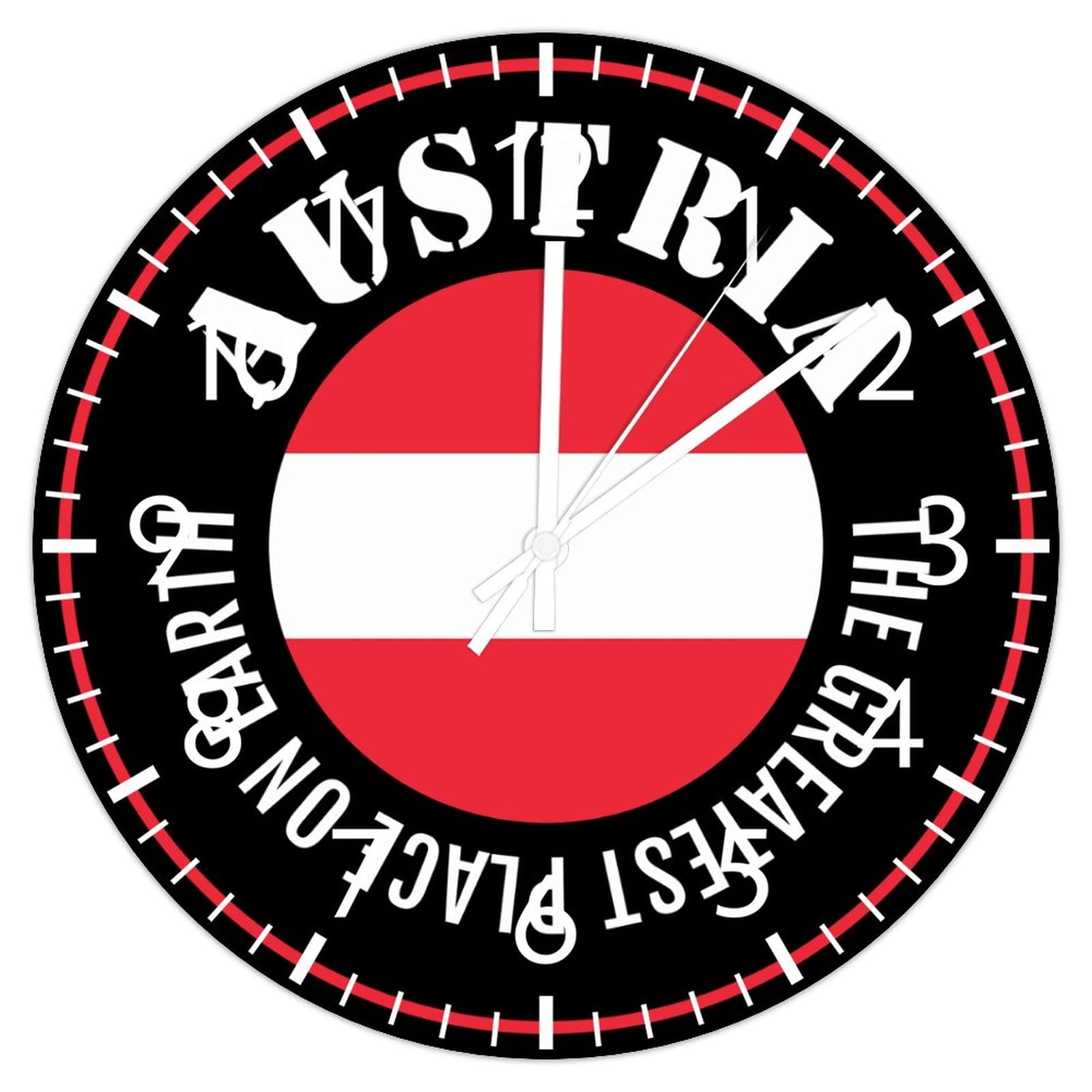 Horloge murale PVC Autriche ronde suspendre décoration salon patriotique 30cm