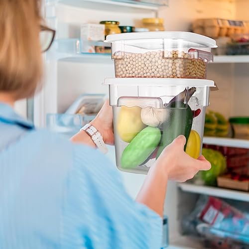 Miniatura 6 de Barydat Juego de 4 recipientes de almacenamiento de alimentos con tapas, 2 cuartos y 4 cuartos de galón, cuadrados transparentes con asas de