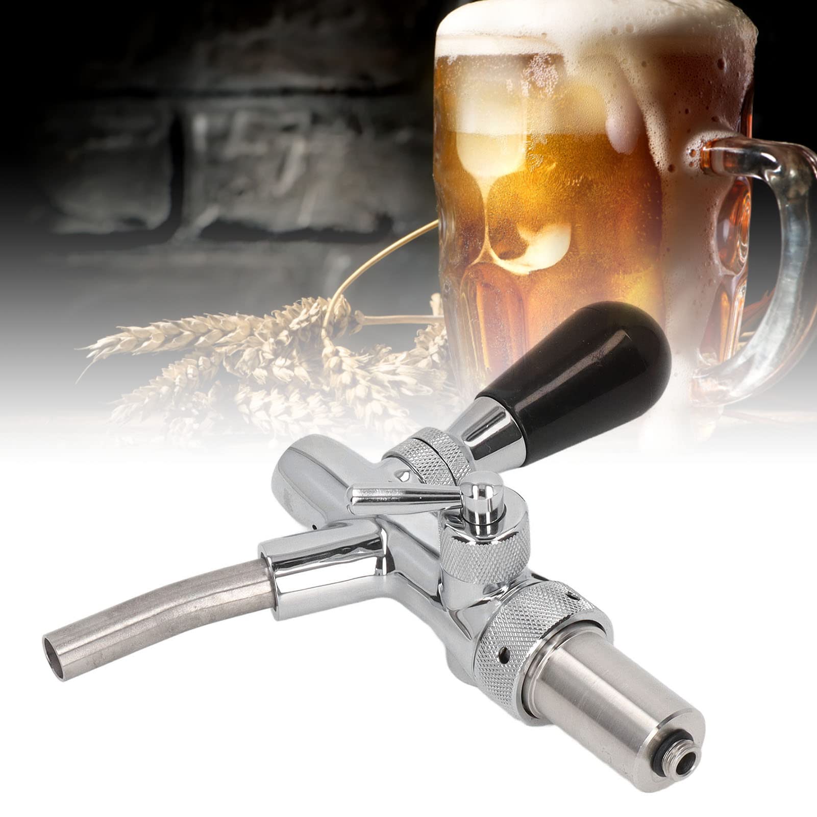 Grifo de cerveza de acero inoxidable, minigrifo ajustable de acero inoxidable, grifo dispensador de cerveza con junta y manguera de silicona, grifo dispensador de cerveza Kegerator, repuestos para K